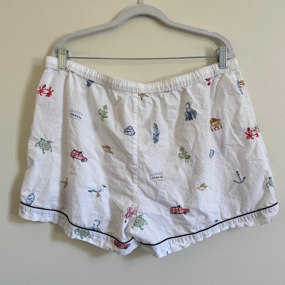 Printfresh Embroidered Beach Seashell Shorts Size… - image 5